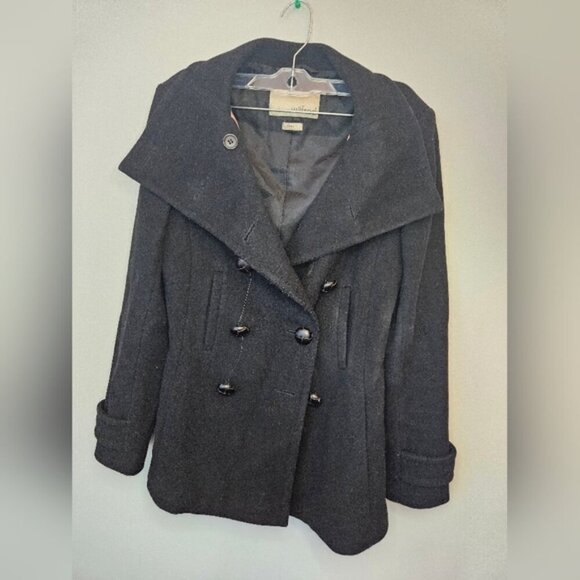 Aritzia Wilfred Women's Wool Cashmere Pea Coat. XS Black Double Breasted - Picture 3 of 11
